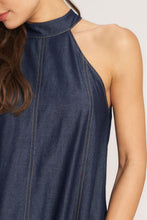 Load image into Gallery viewer, MIDNIGHT FLOW WOVEN MIDI HALTER DRESS