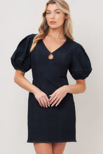 Load image into Gallery viewer, MIDNIGHT FEMME WOVEN MINI DRESS