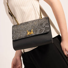 Load image into Gallery viewer, Loyal West Savi Small Embossed &amp; Grained Leather Bag - Charcoal