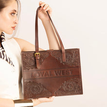 Load image into Gallery viewer, Loyal West Mivva Handtooled Medium Bag - Brunette Leather