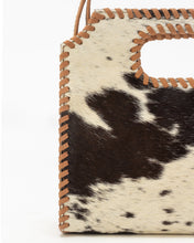 Load image into Gallery viewer, Alma Medium Hand Bag In Black &amp; White Cowhide