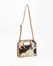 Load image into Gallery viewer, Alma Medium Hand Bag In Black &amp; White Cowhide