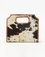 Load image into Gallery viewer, Alma Medium Hand Bag In Black &amp; White Cowhide