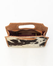 Load image into Gallery viewer, Alma Medium Hand Bag In Black &amp; White Cowhide