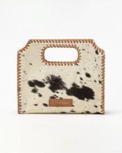 Load image into Gallery viewer, Alma Medium Hand Bag In Black &amp; White Cowhide