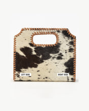 Load image into Gallery viewer, Alma Medium Hand Bag In Black &amp; White Cowhide