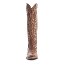 Load image into Gallery viewer, Myra Nalejandra Mocha Brown Leather Boots for Women - Embroidered Tall Western Heels with Pointed Toe for Festive Country Style
