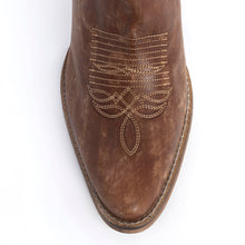 Load image into Gallery viewer, Myra Nalejandra Mocha Brown Leather Boots for Women - Embroidered Tall Western Heels with Pointed Toe for Festive Country Style