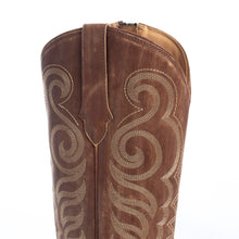Load image into Gallery viewer, Myra Nalejandra Mocha Brown Leather Boots for Women - Embroidered Tall Western Heels with Pointed Toe for Festive Country Style