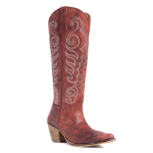 Load image into Gallery viewer, Myra Nalejandra Leather Boots for Women – Western Swirl Stitching, Low Block Heel for Country Style and Everyday Comfort