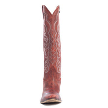 Load image into Gallery viewer, Myra Nalejandra Leather Boots for Women – Western Swirl Stitching, Low Block Heel for Country Style and Everyday Comfort
