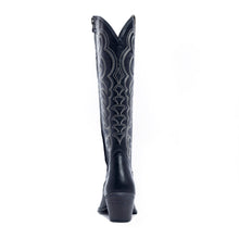 Load image into Gallery viewer, Myra Nalejandra Ebony Black Leather Boots for Women - Embroidered Tall Western Heels with Pointed Toe for Festive Country Style