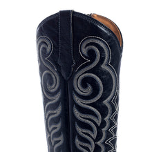 Load image into Gallery viewer, Myra Nalejandra Ebony Black Leather Boots for Women - Embroidered Tall Western Heels with Pointed Toe for Festive Country Style