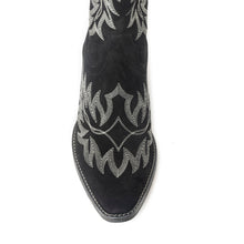Load image into Gallery viewer, Midnight Trail Embroidered Leather Boots in Shadow Black
