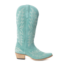 Load image into Gallery viewer, Midnight Trail Embroidered Leather Boots in Shadow Green