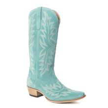 Load image into Gallery viewer, Midnight Trail Embroidered Leather Boots in Shadow Green