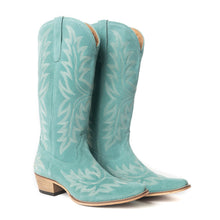 Load image into Gallery viewer, Midnight Trail Embroidered Leather Boots in Shadow Green