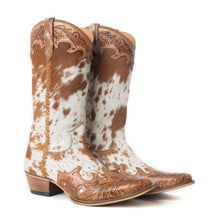 Load image into Gallery viewer, Dakota Dust Handtooled Boots in Tan &amp; White