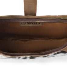 Load image into Gallery viewer, Myra Dakota Moon Hairon Leather Bag in Midnight Tan