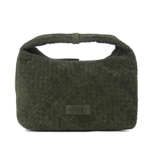 Load image into Gallery viewer, Myra Saddle Weave Genuine Suede Leather Bag in Olive Moss