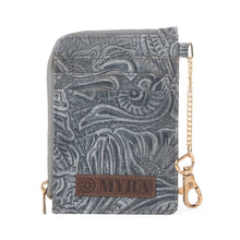 Load image into Gallery viewer, Myra Summer Grove Embossed Leather Credit Card Holder in Slate Grey