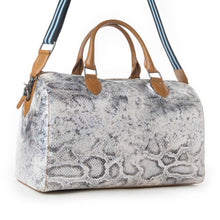 Load image into Gallery viewer, Myra Ranger's Echo Snake Print Leather Duffle Bag for Men in Aurora Viper