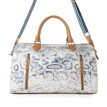 Load image into Gallery viewer, Myra Ranger's Echo Snake Print Leather Duffle Bag for Men in Aurora Viper