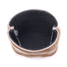 Load image into Gallery viewer, Myra Birch Valley Hairon Leather Beer Can Holder in Toffee Cream