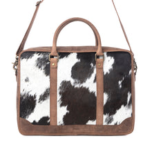 Load image into Gallery viewer, Myra Ironpeak Hairon Leather Laptop Bag in Coal Snow