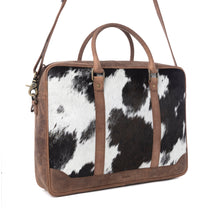 Load image into Gallery viewer, Myra Ironpeak Hairon Leather Laptop Bag in Coal Snow