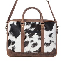 Load image into Gallery viewer, Myra Ironpeak Hairon Leather Laptop Bag in Coal Snow