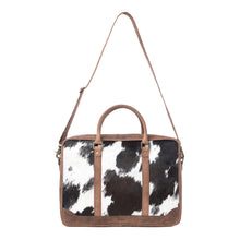 Load image into Gallery viewer, Myra Ironpeak Hairon Leather Laptop Bag in Coal Snow