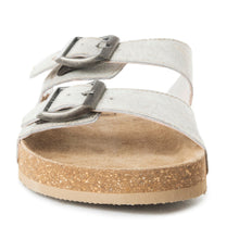 Load image into Gallery viewer, Myra Restful Hairon Leather Slides for Women – Adjustable Straps, Cork Footbed &amp; Stylish Dual Buckle