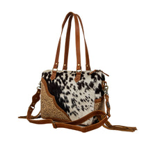 Load image into Gallery viewer, Myra Laredo Concealed Carry Bag - Hand-Stitched Hair-On Leather Satchel with Embossed Detailing and Western Fringe Design
