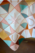 Load image into Gallery viewer, Horseshoe Vintage Ranching Patchwork Quilt Western Silk Wild Rag Scarf