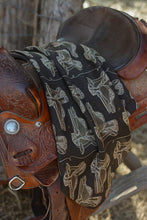 Load image into Gallery viewer, Western Saddle in Arena Brown Silk Scarf Wild Rag