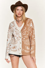 Load image into Gallery viewer, Heart paisley and Color block cardigan