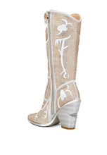 Load image into Gallery viewer, South Point Glimmer Rhinestones Embellished Shimmer Calf Boots