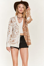 Load image into Gallery viewer, Heart paisley and Color block cardigan