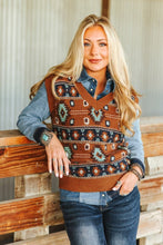 Load image into Gallery viewer, Brown &amp; Turquoise Knit Vest - small remains