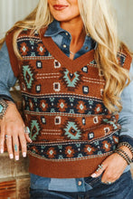 Load image into Gallery viewer, Brown &amp; Turquoise Knit Vest - small remains