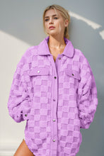 Load image into Gallery viewer, Double Take Button Up Fuzzy Checkered Shacket