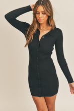 Load image into Gallery viewer, Mable Button Up Ribbed Mini Shirt Dress