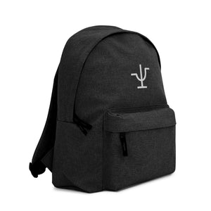 White Branded Embroidered Backpack