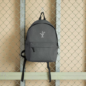 White Branded Embroidered Backpack