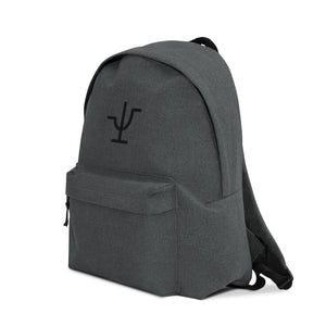 Black Branded Embroidered Backpack