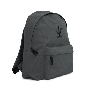 Black Branded Embroidered Backpack