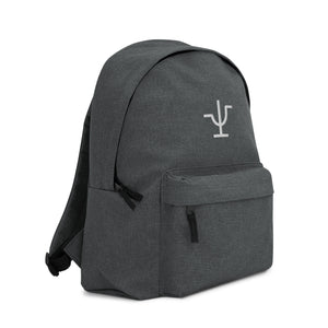 White Branded Embroidered Backpack