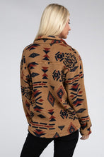 Load image into Gallery viewer, Sunset Camel Sherpa Shacket with Aztec Pattern