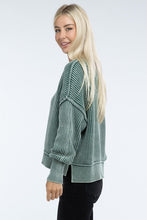 Load image into Gallery viewer, Washed Side Slit Oversized Cropped Sweater